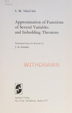 Approximation of functions of several variables and imbedding theorems /