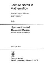 Hyperfunctions and theoretical physics: rencontre de Nice, 21-30 mai, 1973