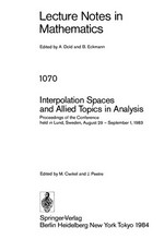 Interpolation spaces and allied topics in analysis: proceedings of the conference held in Lund, Sweden, August 29-September 1, 1983