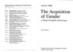 The acquisition of gender: a study of English and German