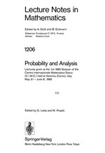 Probability and analysis: lectures given at the 1st 1985 session of the (C.I.M.E.) held at Varenna, Como, Italy, May 31-June 8, 1985