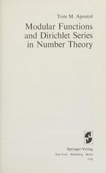 Modular functions and Dirichlet series in number theory 