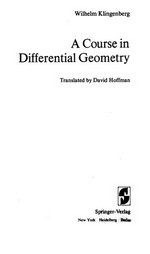A course in differential geometry