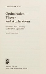 Optimization-theory and applications: problems with ordinary differential equations