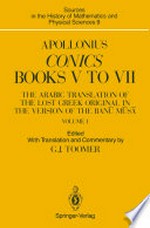 Apollonius: Conics Books V to VII: The Arabic Translation of the Lost Greek Original in the Version of the Banū Mūsā /
