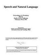 Speech and natural language: proceedings of a workshop held at Pacific Grove, California, February 19-22, 1991