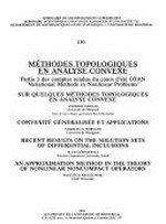 Méthodes topologiques en analyse convexe: Partie 3 des comptes rendus du cours d'ete OTAN