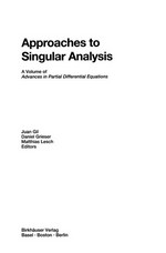 Approaches to Singular Analysis: A Volume of Advances in Partial Differential Equations /