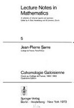 Cohomologie galoisienne: cours au Collège de France, 1962-1963
