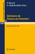 Séminaire de theorie du potentiel, Paris 1972-1974