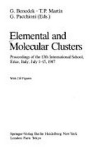 Elemental and molecular clusters: proceedings of the 13th International school, Erice, Italy, July 1-15, 1987