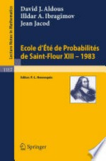 École d'Été de Probabilités de Saint-Flour XIII — 1983