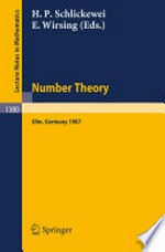 Number Theory: Proceedings of the Journées Arithmétiques held in Ulm, FRG, September 14–18, 1987 /