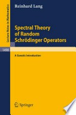 Spectral Theory of Random Schrödinger Operators: A Genetic Introduction /