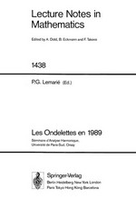 Les ondelettes en 1989: séminaire d'analyse harmonique, Université de Paris-Sud, Orsay