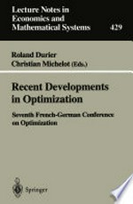 Recent Developments in Optimization: Seventh French-German Conference on Optimization /