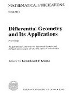 Differential geometry and its applications: 5th International conference on..., August 24-28, 1992, Opava, Czechoslovakia /