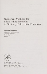 Numerical methods for initial value problems in ordinary differential equations