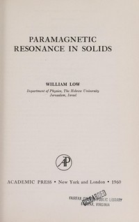 Paramagnetic resonance in solids