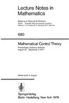 Mathematical control theory: proceedings, Canberra, Australia, August 23-September 2, 1977