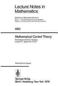 Mathematical control theory: proceedings, Canberra, Australia, August 23-September 2, 1977