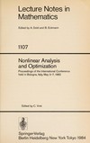 Nonlinear analysis and optimization: proceedings of the international conference held in Bologna, Italy, May 3-7, 1982 