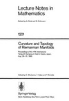 Curvature and topology of Riemannian manifolds: proceedings of the 17th international Taniguchi symposium held in Katata, Japan, Aug. 26-31, 1985