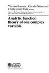 Analytic function theory of one complex variable