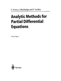 Analytic Methods for Partial Differential Equations