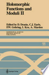 Holomorphic Functions and Moduli II: Proceedings of a Workshop held March 13–19, 1986 /