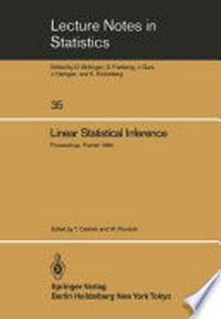 Linear Statistical Inference: Proceedings of the International Conference held at Poznań, Poland, June 4–8, 1984 /
