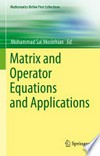 Matrix and Operator Equations and Applications