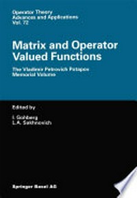 Matrix and Operator Valued Functions: The Vladimir Petrovich Potapov Memorial Volume 