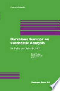 Barcelona Seminar on Stochastic Analysis: St.Feliu de Guíxols, 1991 