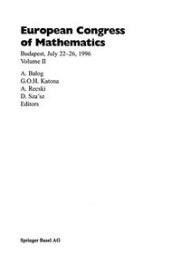 European Congress of Mathematics: Budapest, July 22–26, 1996 Volume II 