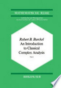 An Introduction to Classical Complex Analysis: Vol. 1 