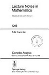 Complex analysis [proceedings of a] seminar, University Park PA, March 10-14, 1986