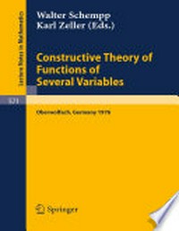 Constructive Theory of Functions of Several Variables: Proceedings of a Conference Held at Oberwolfach April 25 – May 1, 1976 /