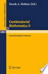 Combinatorial Mathematics: Proceedings of the Second Australian Conference /