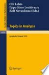 Topics in Analysis: Colloquium on Mathematical Analysis Jyväskylä 1970 /