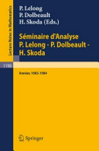 Séminaire d'Analyse: Années 1983/1984 
