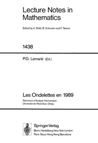 Les ondelettes en 1989: séminaire d'analyse harmonique, Université de Paris-Sud, Orsay