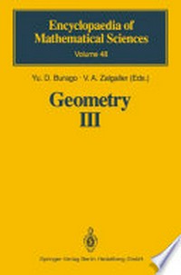 Geometry III: Theory of Surfaces 